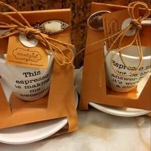 Two MUD PIE 3 piece espresso sets